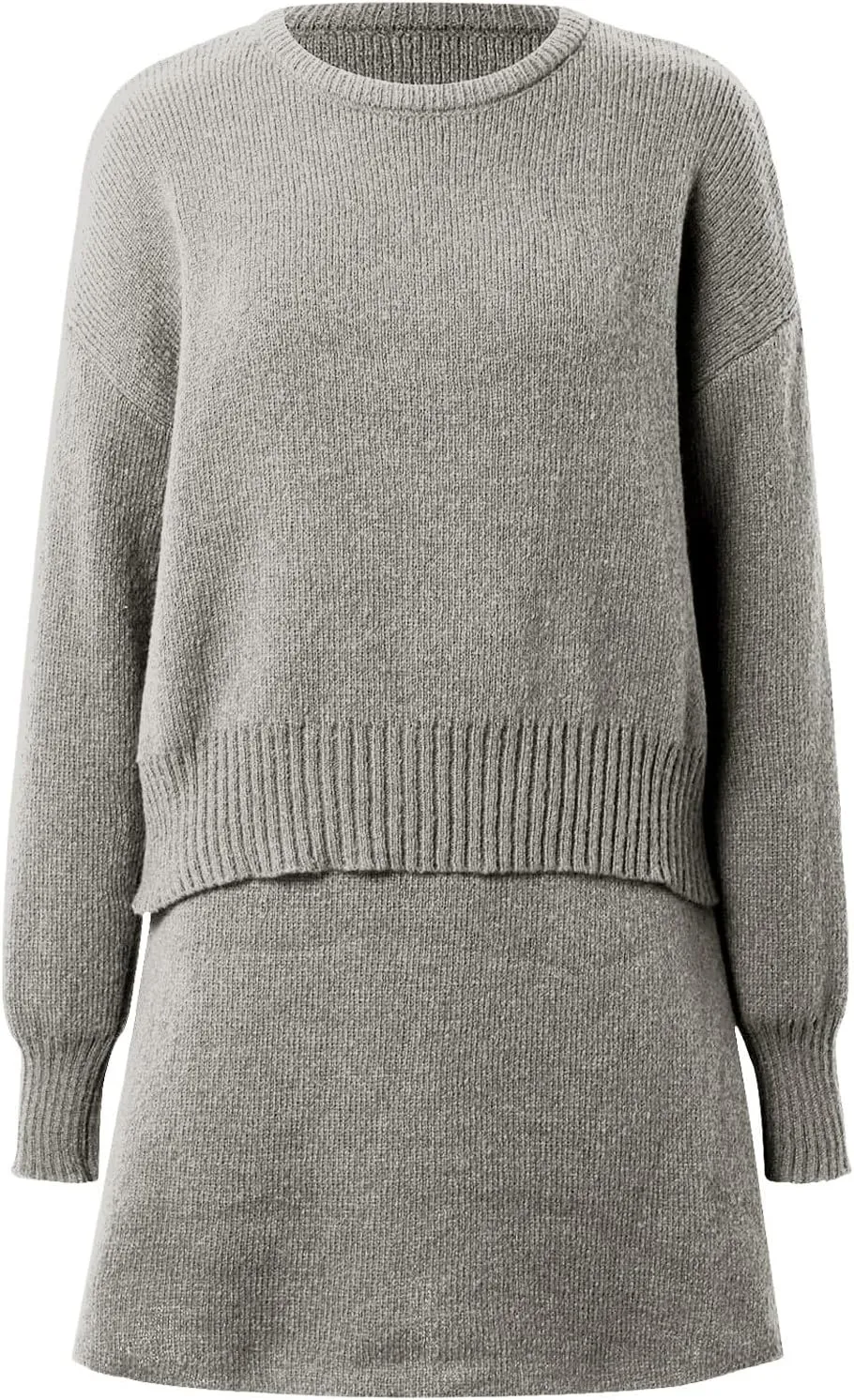 2 Piece Sweater Skirt Set for women Long Sleeve Mock Neck Ribbed Knit Top Pleated Skirts Matching Lounge Sets