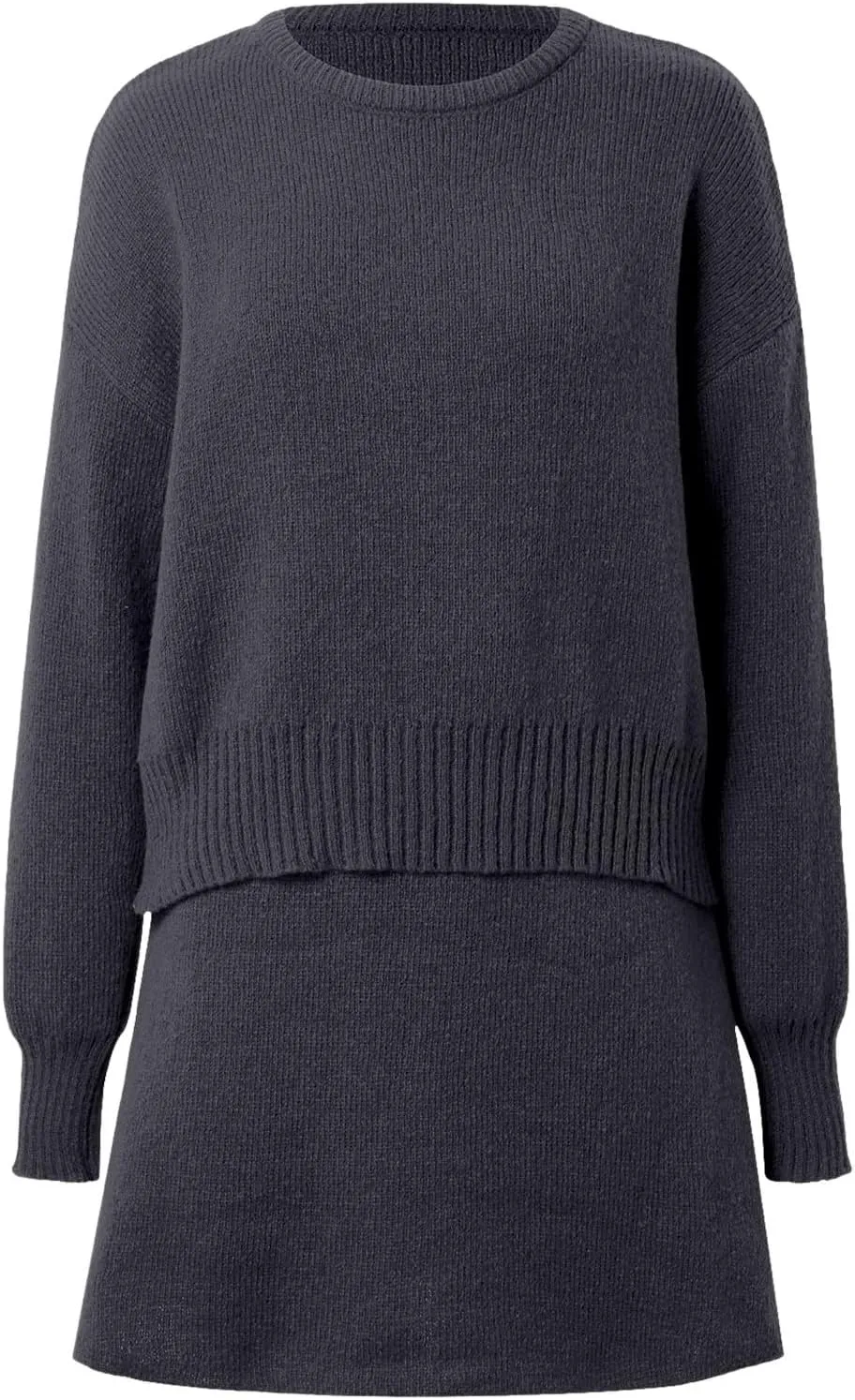 2 Piece Sweater Skirt Set for women Long Sleeve Mock Neck Ribbed Knit Top Pleated Skirts Matching Lounge Sets