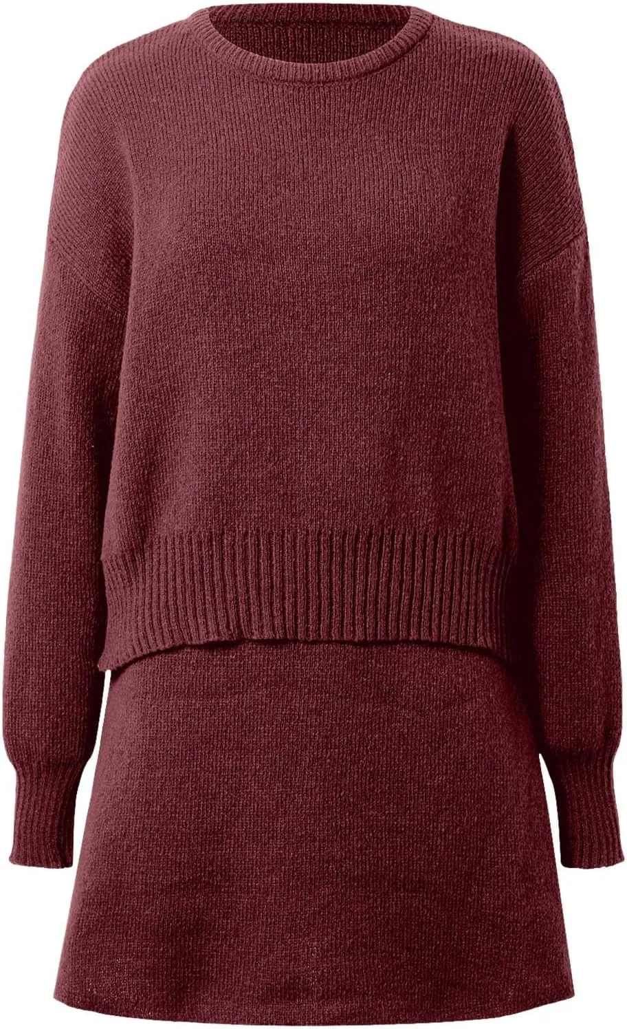 2 Piece Sweater Skirt Set for women Long Sleeve Mock Neck Ribbed Knit Top Pleated Skirts Matching Lounge Sets