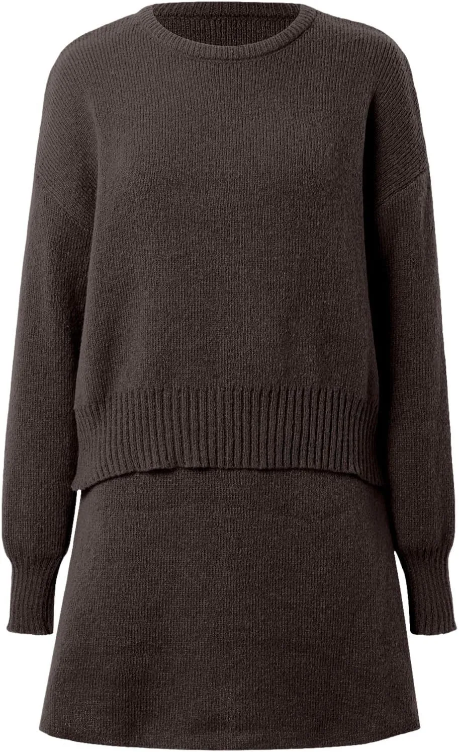 2 Piece Sweater Skirt Set for women Long Sleeve Mock Neck Ribbed Knit Top Pleated Skirts Matching Lounge Sets