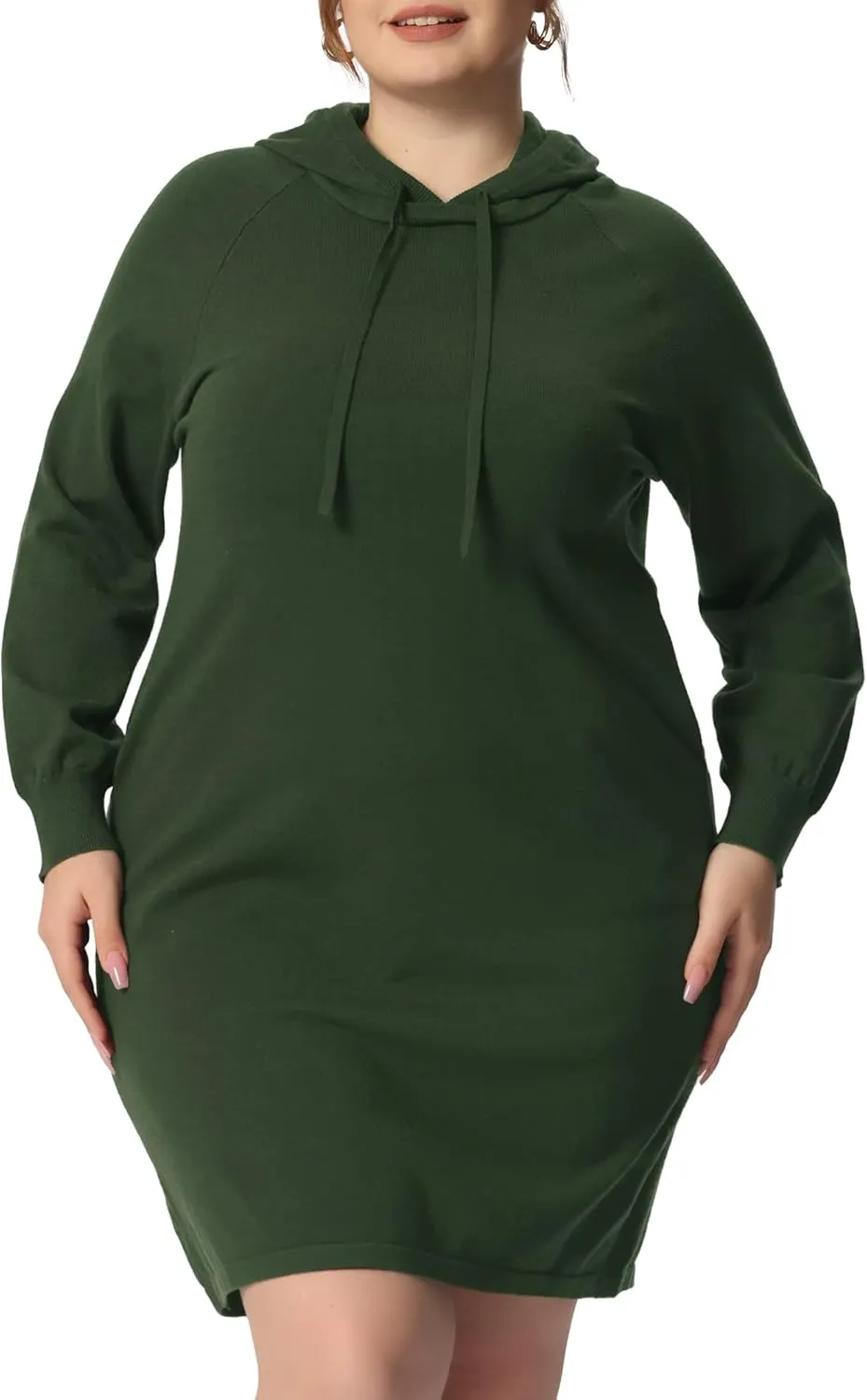 Agnes Orinda Plus Size Hoodie Sweater Dress for Women Long Sleeve Pullover Fall Mini Bodycon Sweatshirt Dresses