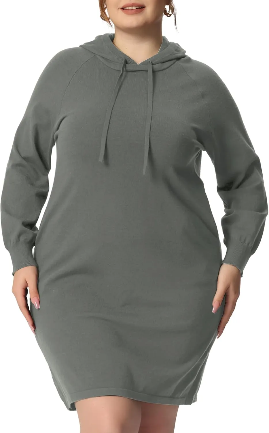 Agnes Orinda Plus Size Hoodie Sweater Dress for Women Long Sleeve Pullover Fall Mini Bodycon Sweatshirt Dresses