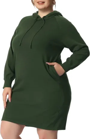 Agnes Orinda Plus Size Hoodie Sweater Dress for Women Long Sleeve Pullover Fall Mini Bodycon Sweatshirt Dresses