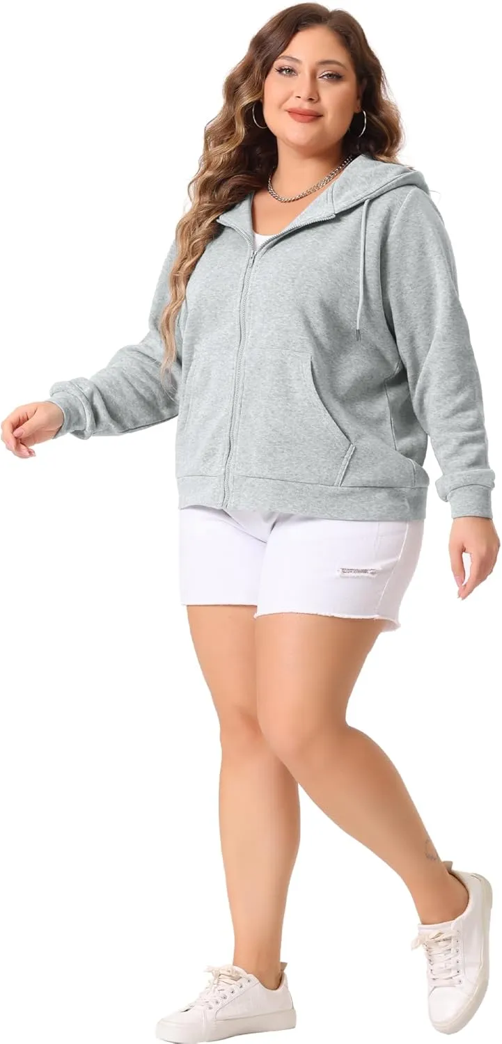 Agnes Orinda Women's Plus Size Hoodies Jackets Full Zip Up Long Sleeve Sweatshirts Jacket Outfits with Pockets