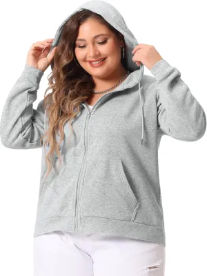 Agnes Orinda Women's Plus Size Hoodies Jackets Full Zip Up Long Sleeve Sweatshirts Jacket Outfits with Pockets