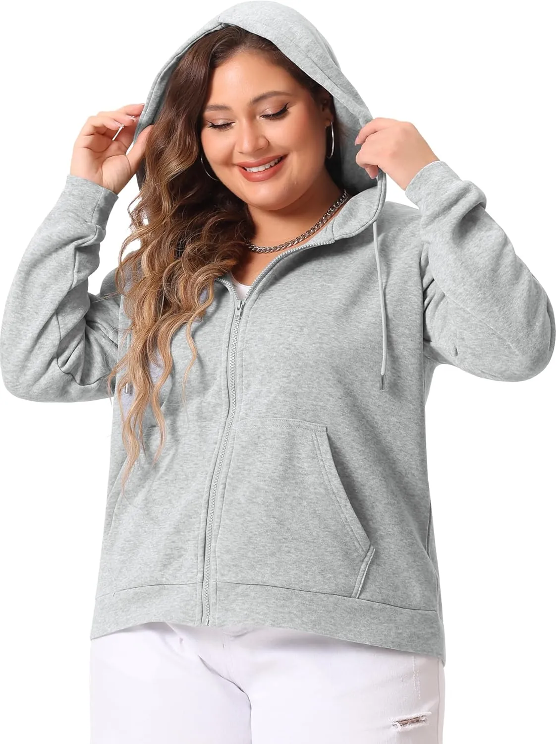 Agnes Orinda Women's Plus Size Hoodies Jackets Full Zip Up Long Sleeve Sweatshirts Jacket Outfits with Pockets