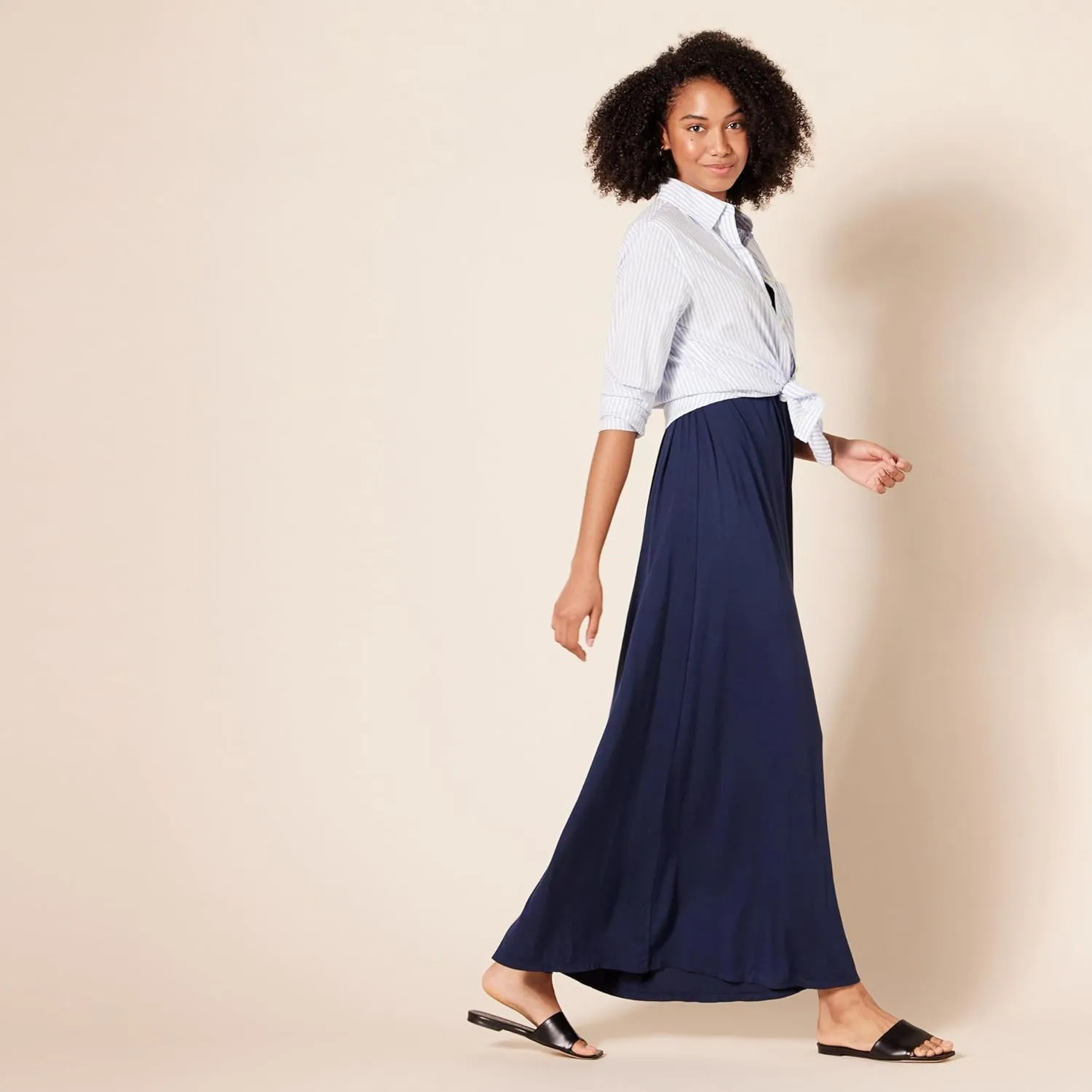 Amazon Essentials Women's Waisted Maxi Dress (Available in Plus Size)