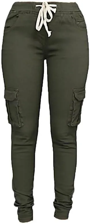Andongnywell Women's Casual Relaxed-Fit Cargo Pants Multi Pocket Work Pants Ladies Drawstring Pockets Trousers