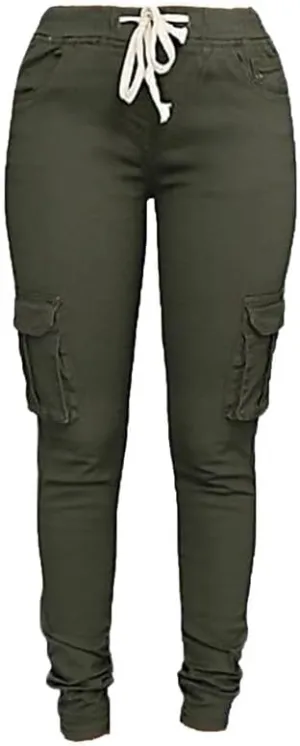 Andongnywell Women's Casual Relaxed-Fit Cargo Pants Multi Pocket Work Pants Ladies Drawstring Pockets Trousers