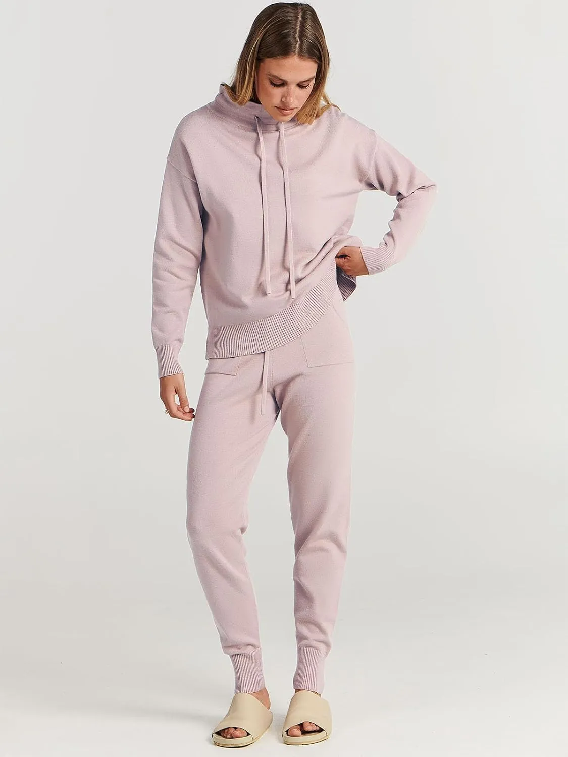 ANRABESS Women Two Piece Outfits Turtleneck Pullover Top Cozy Knit Sweater Pants Lounge Set 2024 Fall Sweatsuit Sweatsuits
