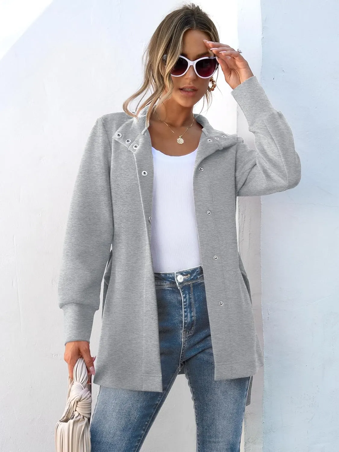 ANRABESS Womens Jacket Belted Casual Long Sleeve Wrap Trench Coat 2025 Spring Trendy Button Up Dressy Outerwear with Pockets