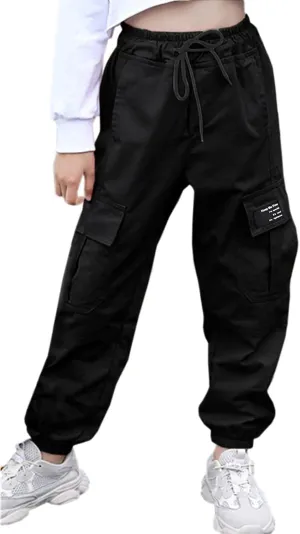 AOWKULAE Girls & Women‘s Casual Cargo Jogger Pants, 6 Years - Women 3XL