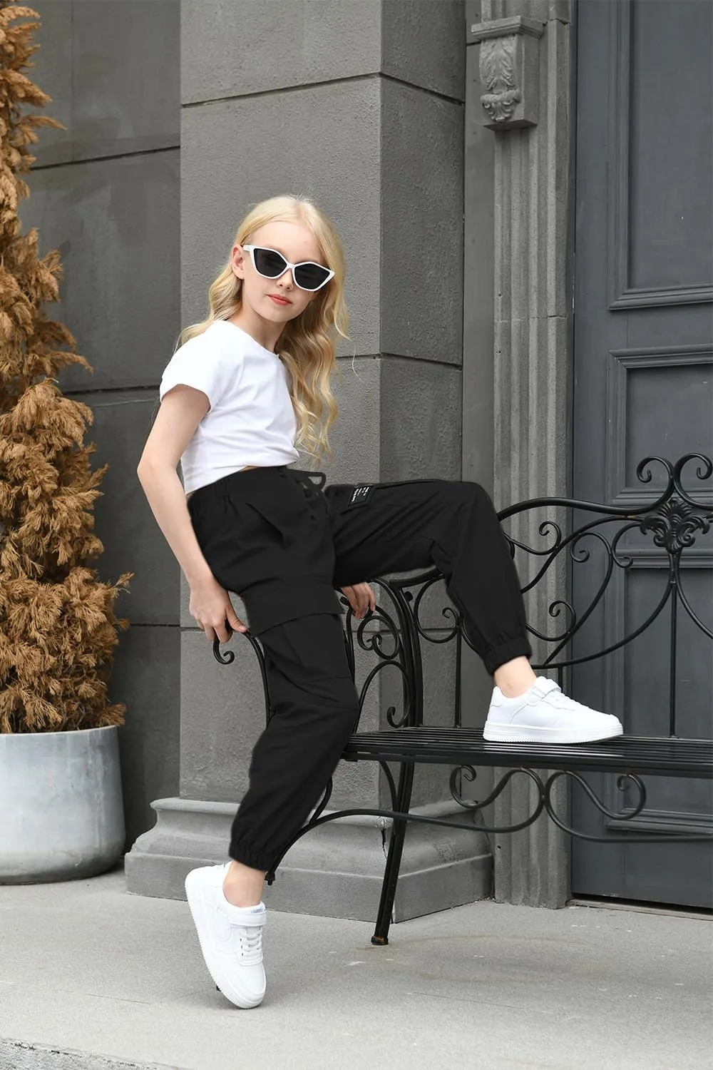 AOWKULAE Girls & Women‘s Casual Cargo Jogger Pants, 6 Years - Women 3XL