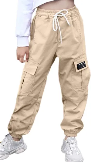 AOWKULAE Girls & Women‘s Casual Cargo Jogger Pants, 6 Years - Women 3XL