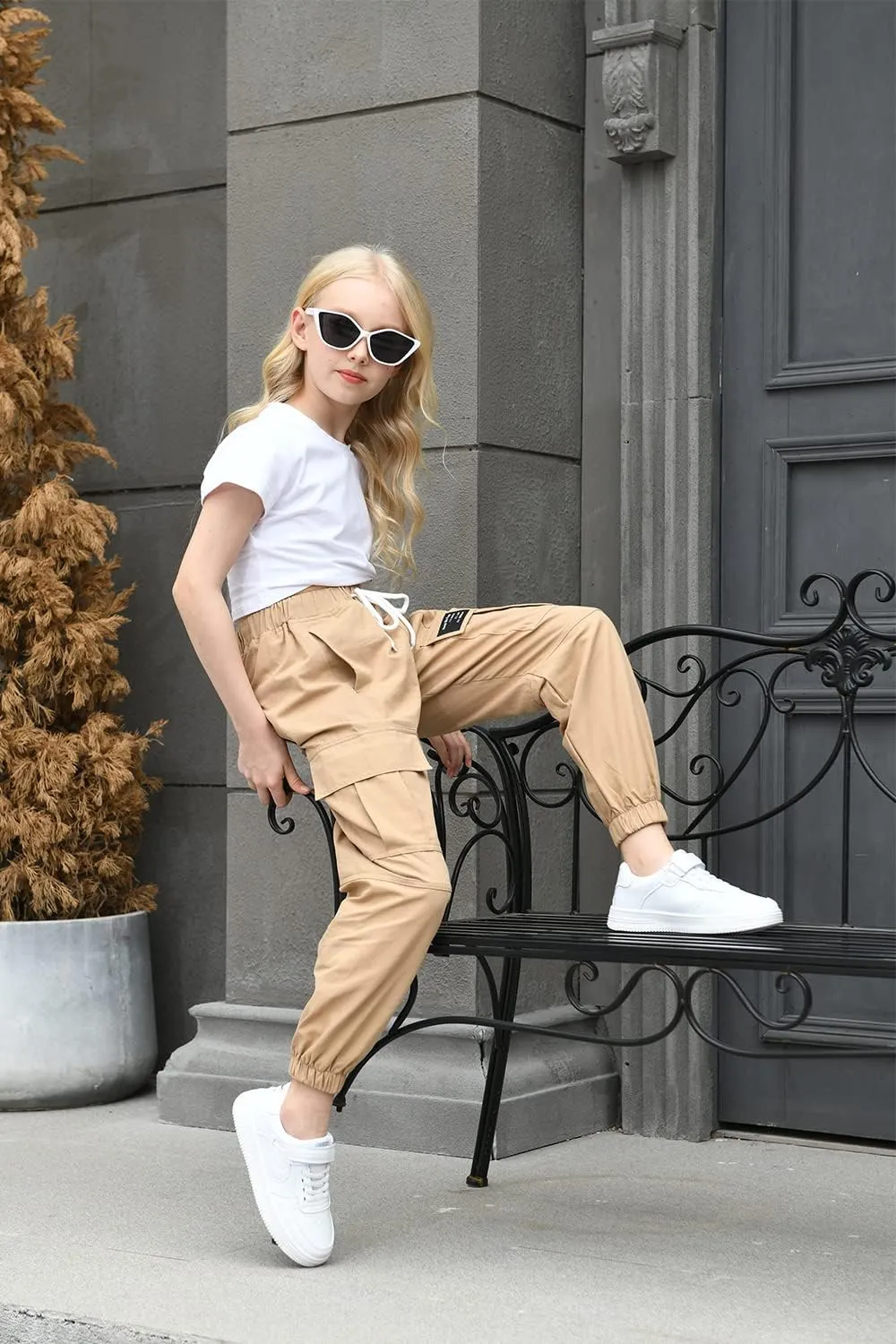 AOWKULAE Girls & Women‘s Casual Cargo Jogger Pants, 6 Years - Women 3XL