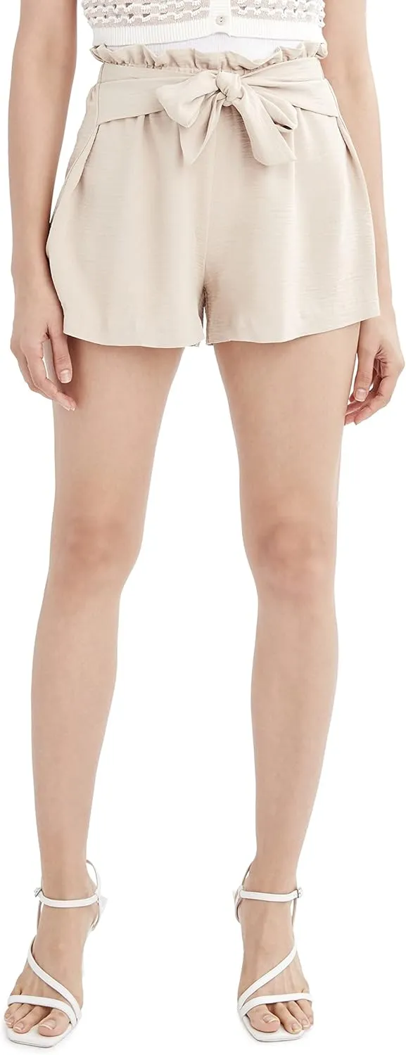 BCBGeneration Women's High Relaxed Straight Fit Paperbag Waist Front Tie Flowy Short
