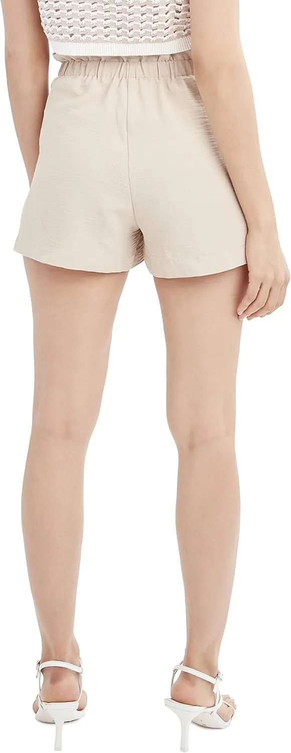 BCBGeneration Women's High Relaxed Straight Fit Paperbag Waist Front Tie Flowy Short
