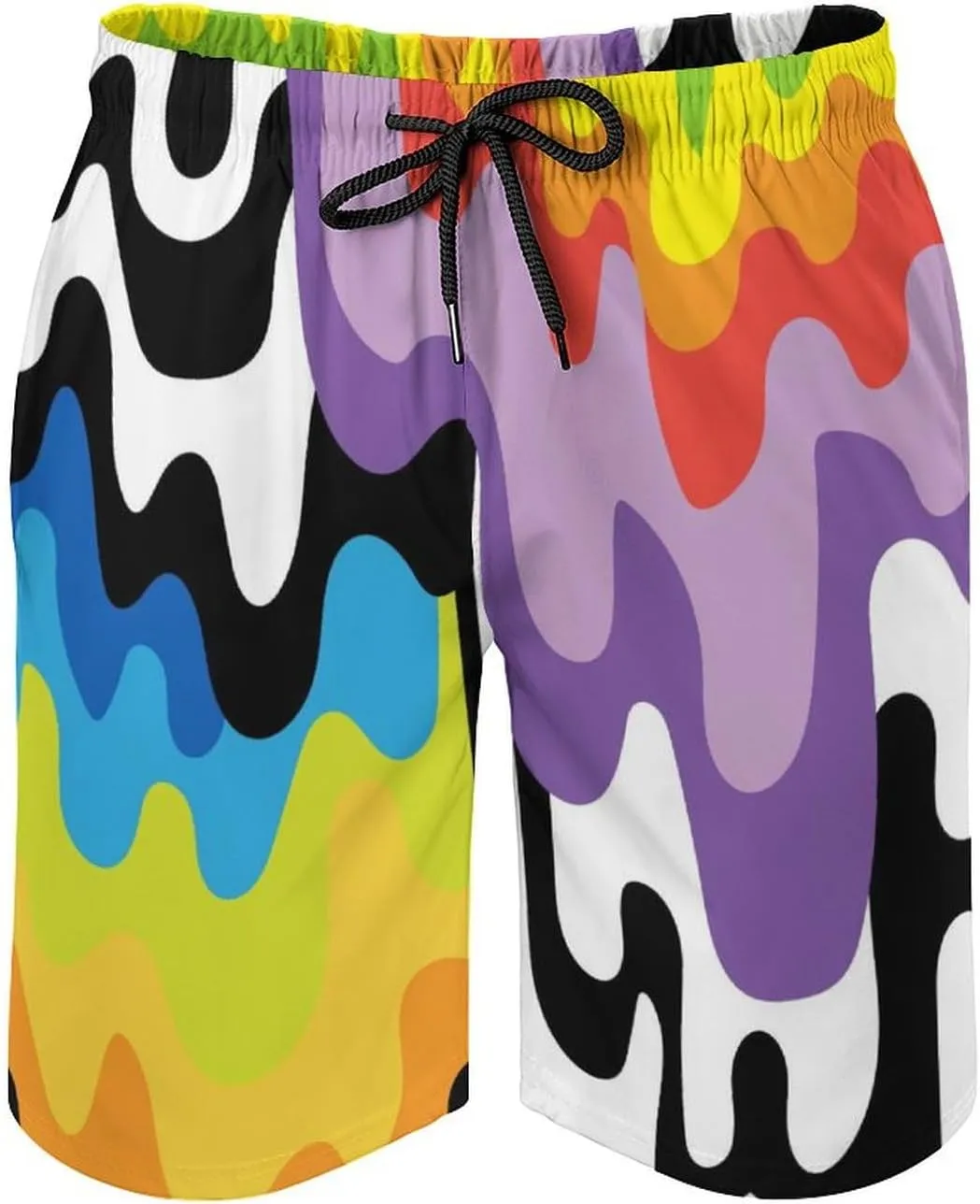 Beach Shorts for Men Anime Purple Sparks Flame Hawaiian Swim Board Shorts Mesh Lining Swimming Trunks Pocket