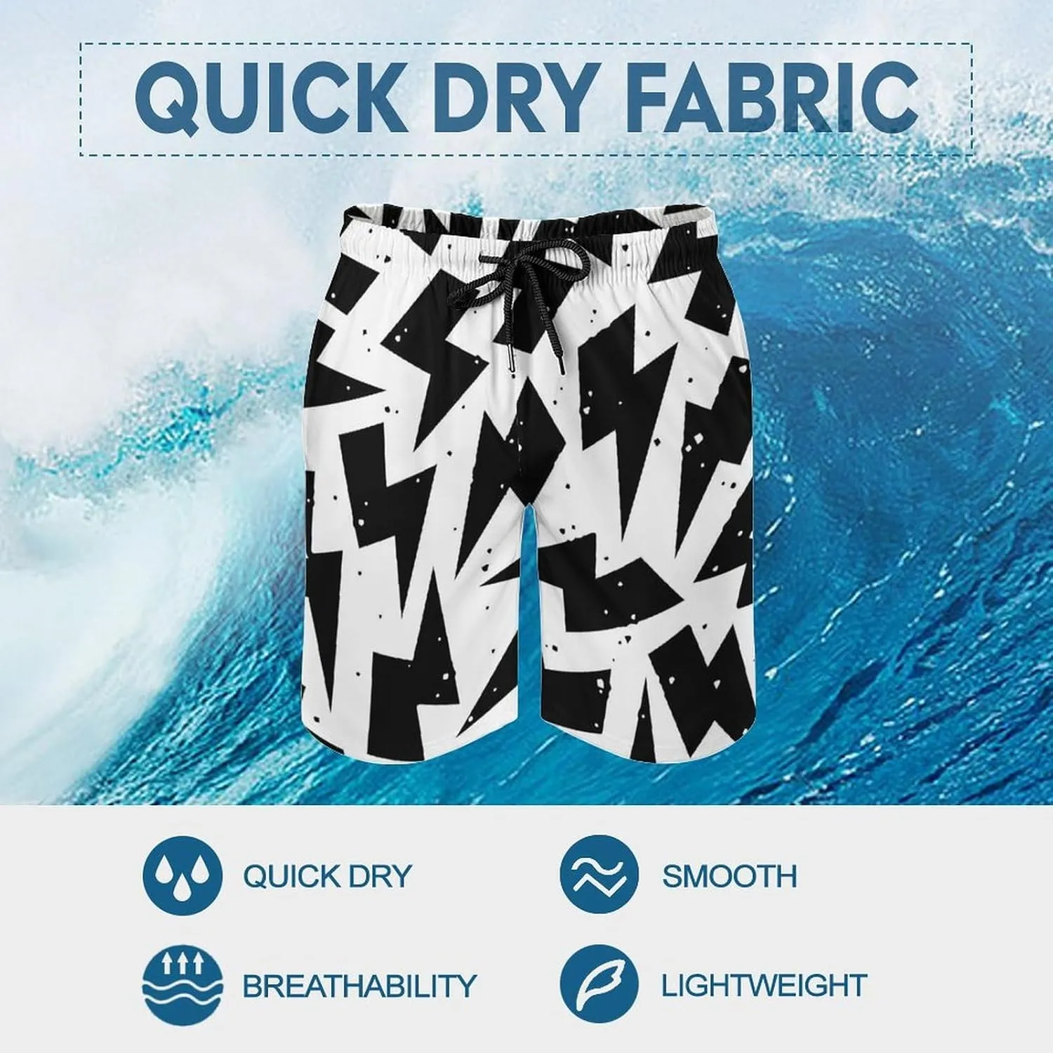 Beach Shorts for Men Anime Purple Sparks Flame Hawaiian Swim Board Shorts Mesh Lining Swimming Trunks Pocket