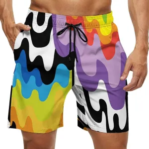 Beach Shorts for Men Anime Purple Sparks Flame Hawaiian Swim Board Shorts Mesh Lining Swimming Trunks Pocket