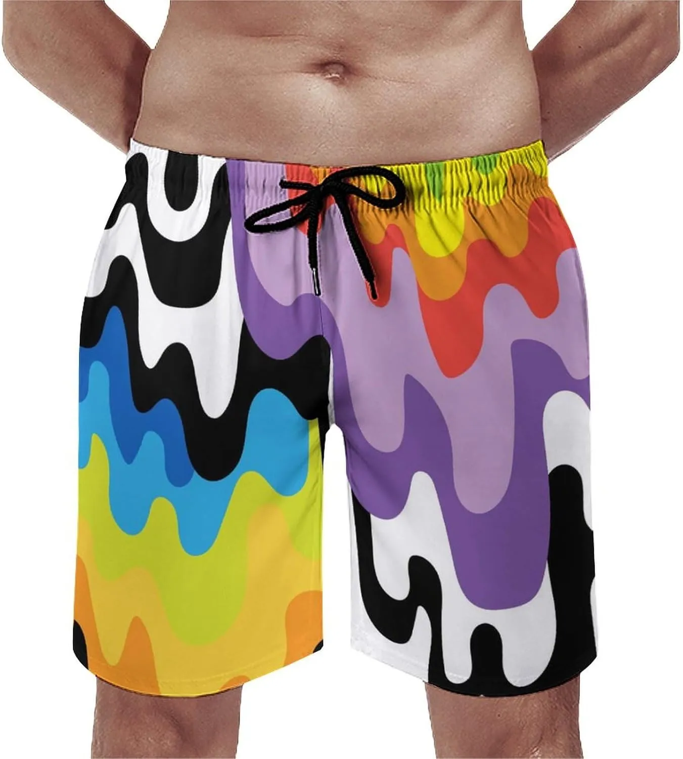 Beach Shorts for Men Anime Purple Sparks Flame Hawaiian Swim Board Shorts Mesh Lining Swimming Trunks Pocket