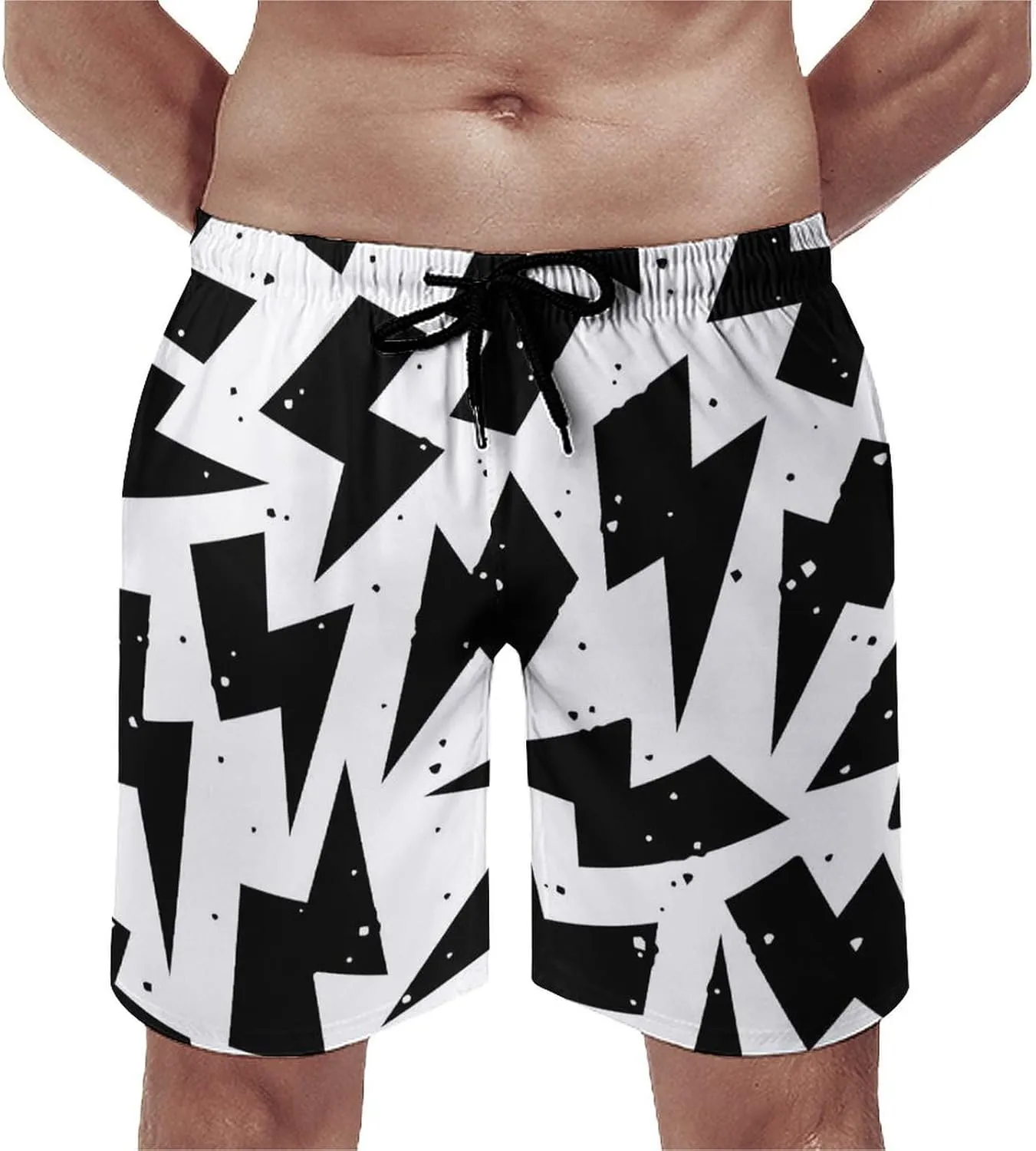 Beach Shorts for Men Anime Purple Sparks Flame Hawaiian Swim Board Shorts Mesh Lining Swimming Trunks Pocket