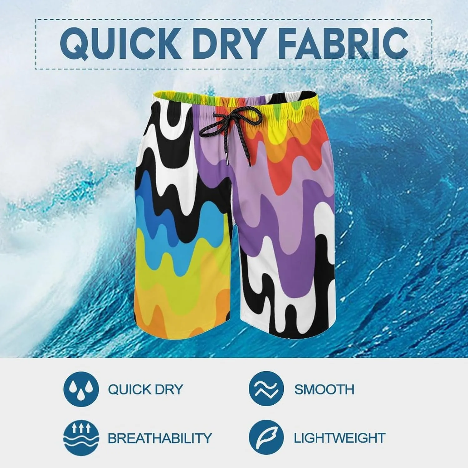 Beach Shorts for Men Anime Purple Sparks Flame Hawaiian Swim Board Shorts Mesh Lining Swimming Trunks Pocket