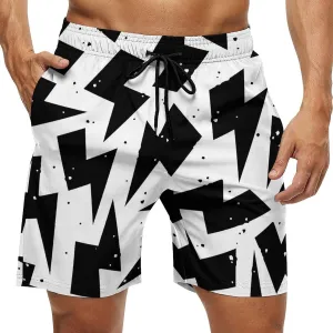 Beach Shorts for Men Anime Purple Sparks Flame Hawaiian Swim Board Shorts Mesh Lining Swimming Trunks Pocket