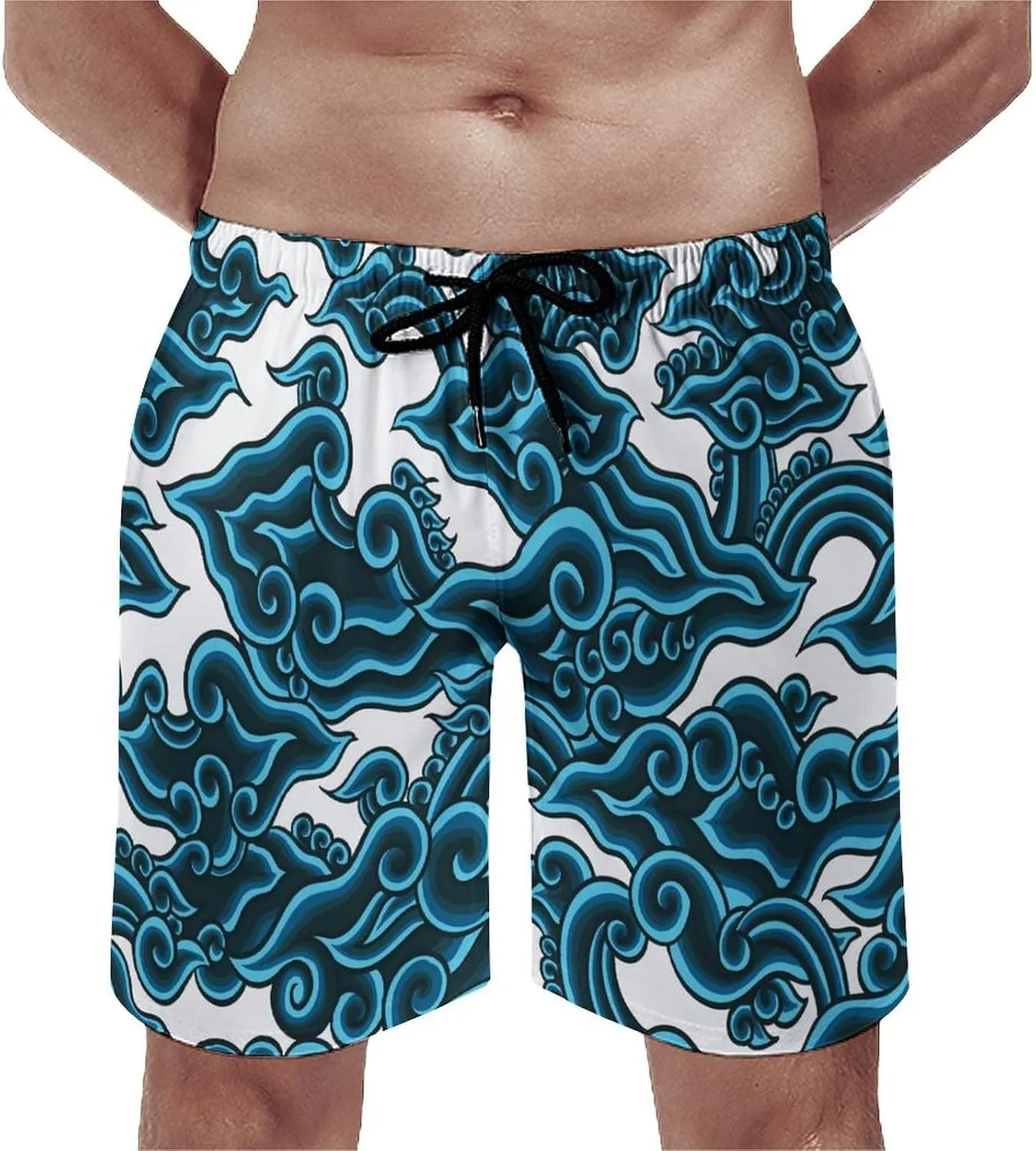Beach Shorts for Men Pattern Funny Ghosts Hawaiian Swim Board Shorts Mesh Lining Swimming Trunks Pocket