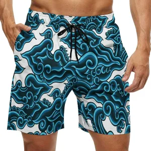 Beach Shorts for Men Pattern Funny Ghosts Hawaiian Swim Board Shorts Mesh Lining Swimming Trunks Pocket