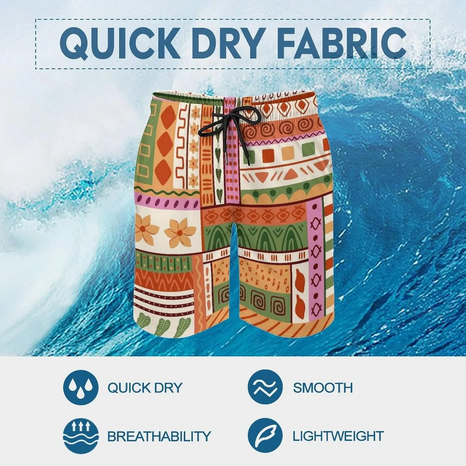 Beach Shorts for Men Pattern Funny Ghosts Hawaiian Swim Board Shorts Mesh Lining Swimming Trunks Pocket
