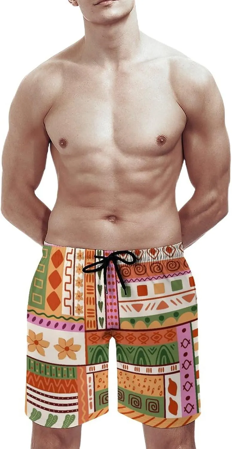 Beach Shorts for Men Pattern Funny Ghosts Hawaiian Swim Board Shorts Mesh Lining Swimming Trunks Pocket