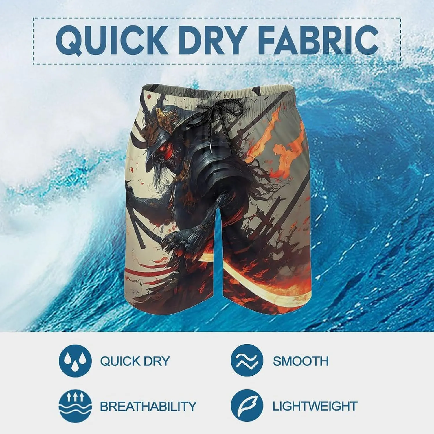 Beach Shorts for Men Pattern Funny Ghosts Hawaiian Swim Board Shorts Mesh Lining Swimming Trunks Pocket