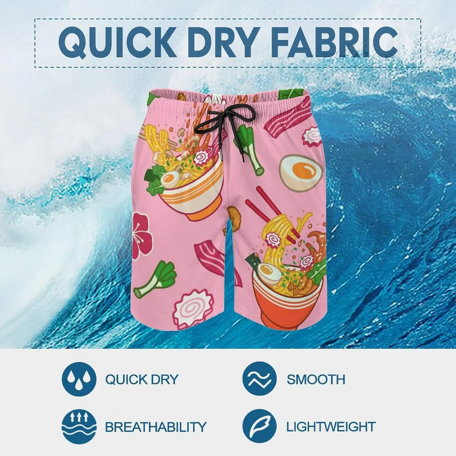 Beach Shorts for Men Pattern Funny Ghosts Hawaiian Swim Board Shorts Mesh Lining Swimming Trunks Pocket