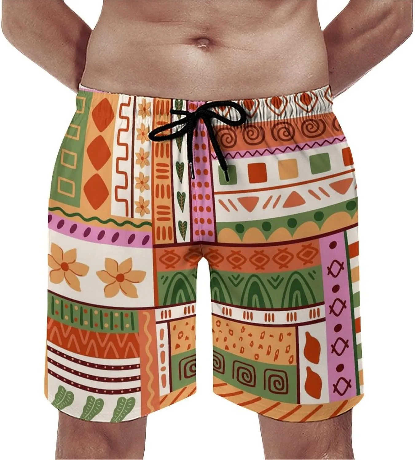 Beach Shorts for Men Pattern Funny Ghosts Hawaiian Swim Board Shorts Mesh Lining Swimming Trunks Pocket