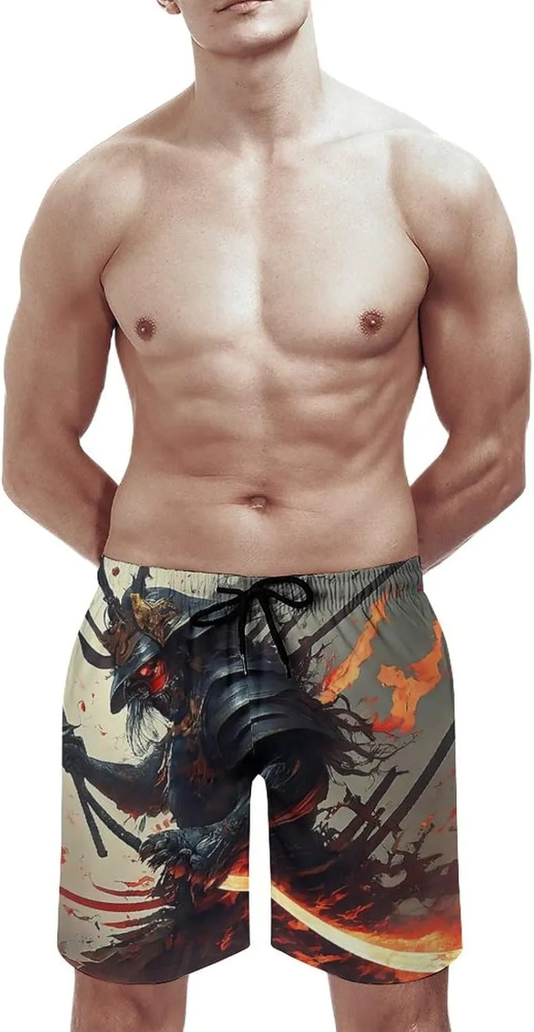 Beach Shorts for Men Pattern Funny Ghosts Hawaiian Swim Board Shorts Mesh Lining Swimming Trunks Pocket