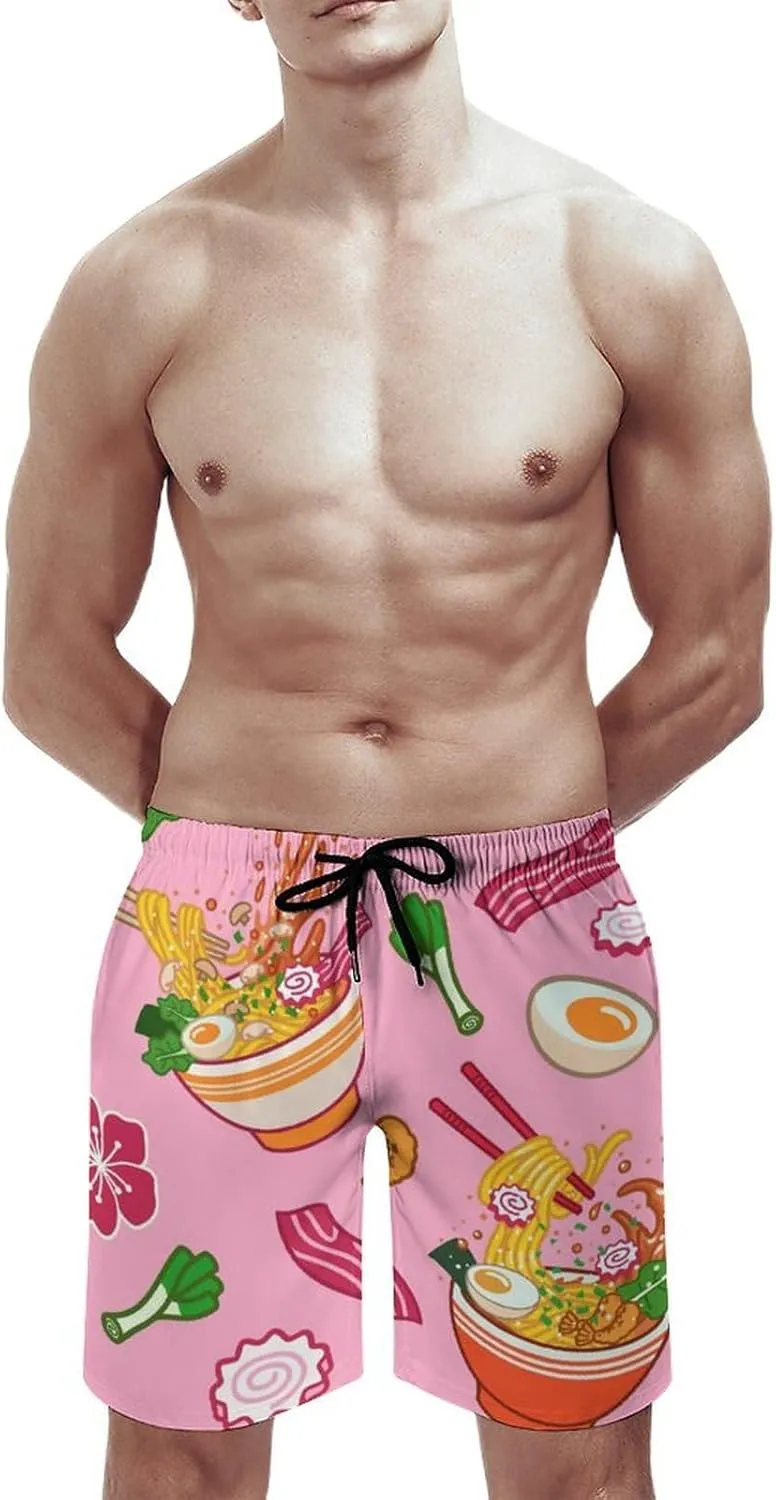 Beach Shorts for Men Pattern Funny Ghosts Hawaiian Swim Board Shorts Mesh Lining Swimming Trunks Pocket