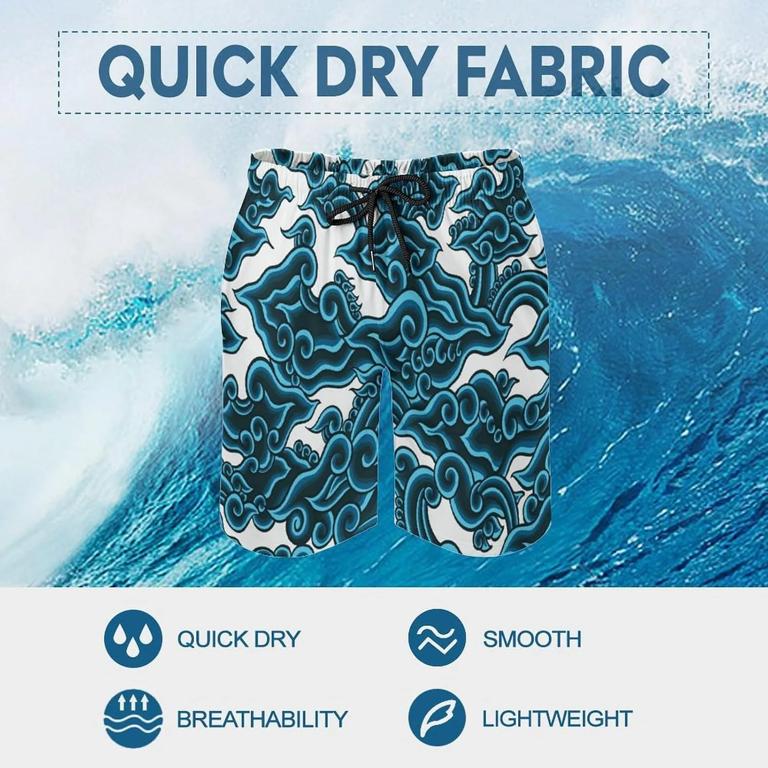 Beach Shorts for Men Pattern Funny Ghosts Hawaiian Swim Board Shorts Mesh Lining Swimming Trunks Pocket