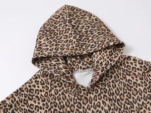Camo Leopard Print Hoodies for Women Oversized Cheetah Hooded Sweatshirt 2000s Graphic Pullover Tops Y2k Boyfriend