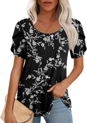 CATHY Womens T-Shirts 2025 Summer Tops Short Sleeve Crewneck Blouse M-3XL