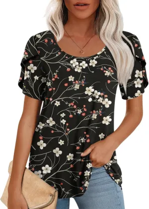 CATHY Womens T-Shirts 2025 Summer Tops Short Sleeve Crewneck Blouse M-3XL