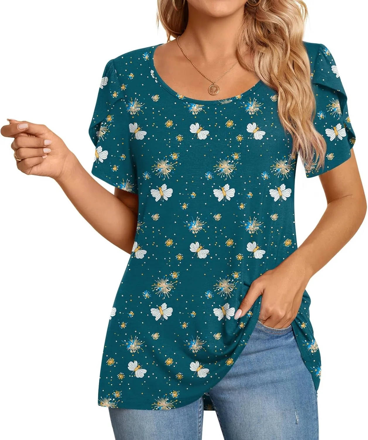 CATHY Womens T-Shirts 2025 Summer Tops Short Sleeve Crewneck Blouse M-3XL
