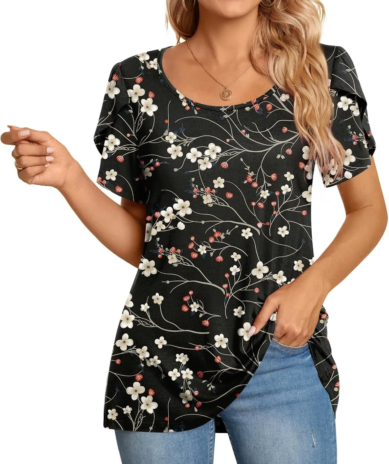 CATHY Womens T-Shirts 2025 Summer Tops Short Sleeve Crewneck Blouse M-3XL