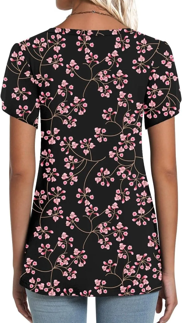CATHY Womens T-Shirts 2025 Summer Tops Short Sleeve Crewneck Blouse M-3XL