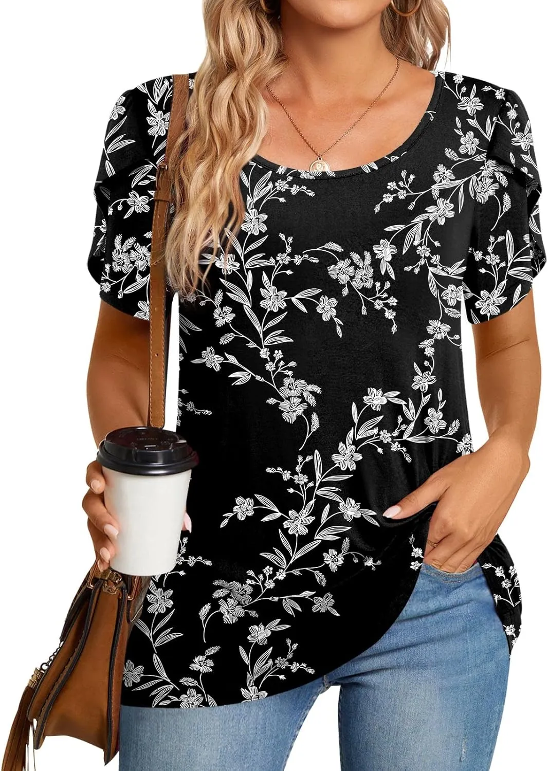 CATHY Womens T-Shirts 2025 Summer Tops Short Sleeve Crewneck Blouse M-3XL