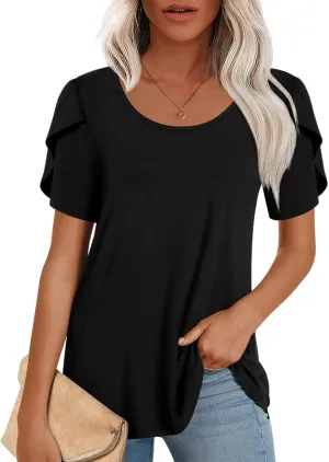 CATHY Womens T-Shirts 2025 Summer Tops Short Sleeve Crewneck Blouse M-3XL