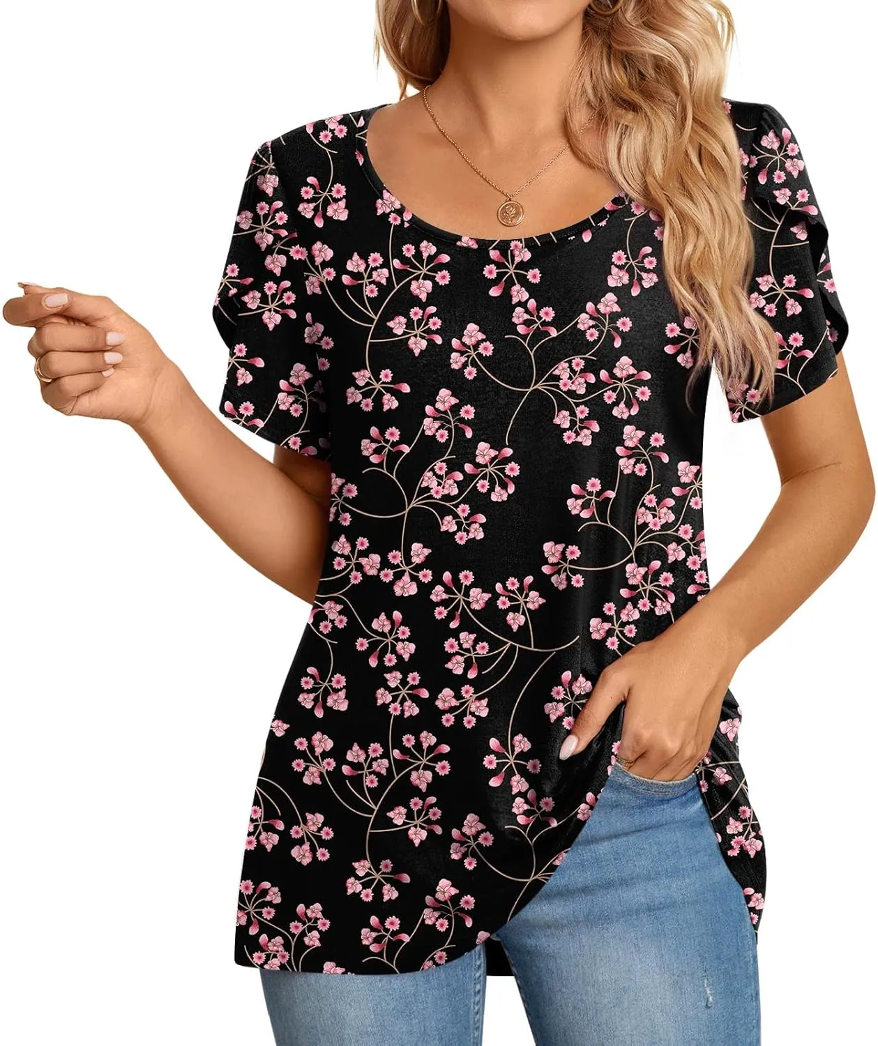 CATHY Womens T-Shirts 2025 Summer Tops Short Sleeve Crewneck Blouse M-3XL