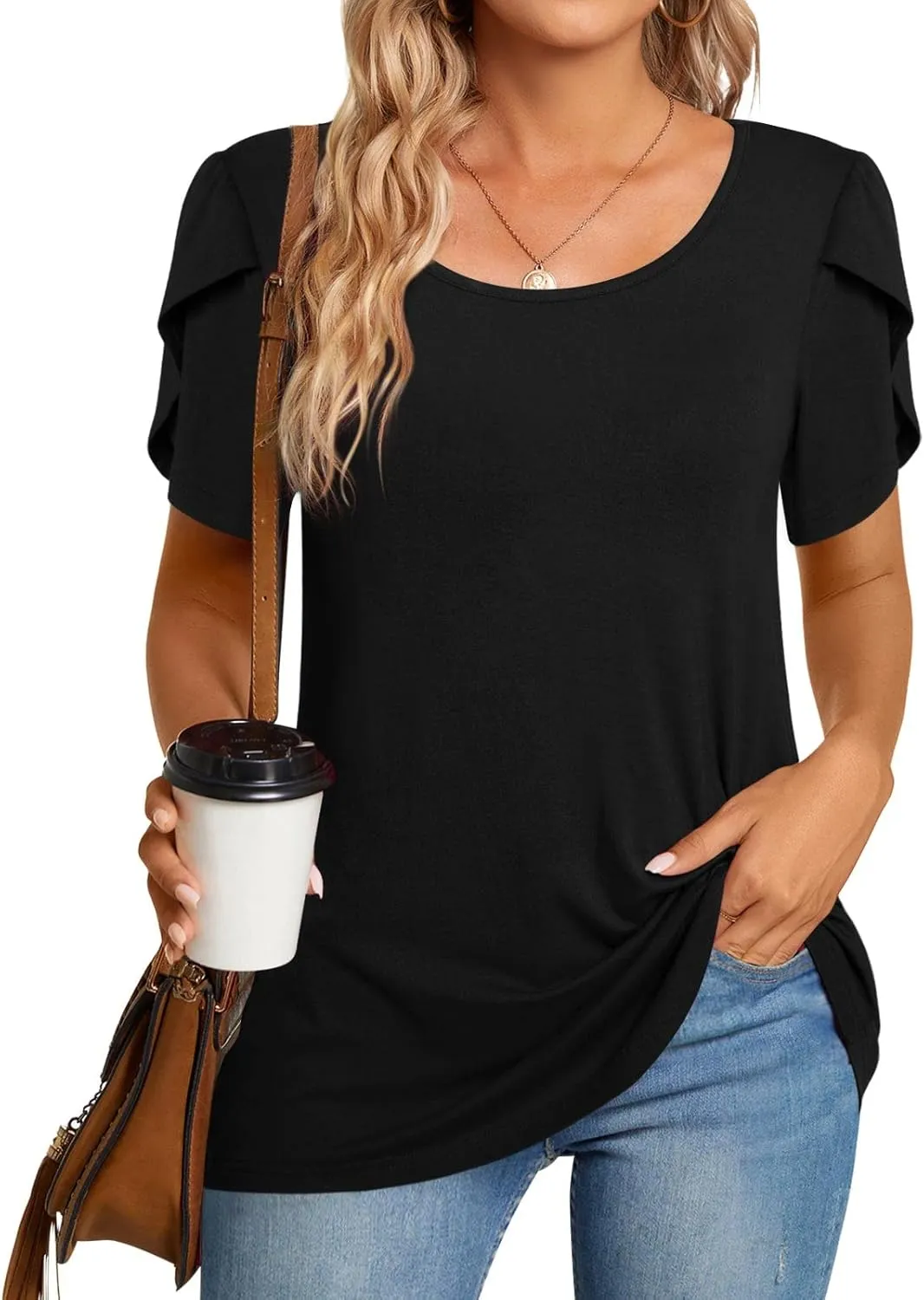 CATHY Womens T-Shirts 2025 Summer Tops Short Sleeve Crewneck Blouse M-3XL