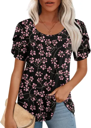 CATHY Womens T-Shirts 2025 Summer Tops Short Sleeve Crewneck Blouse M-3XL