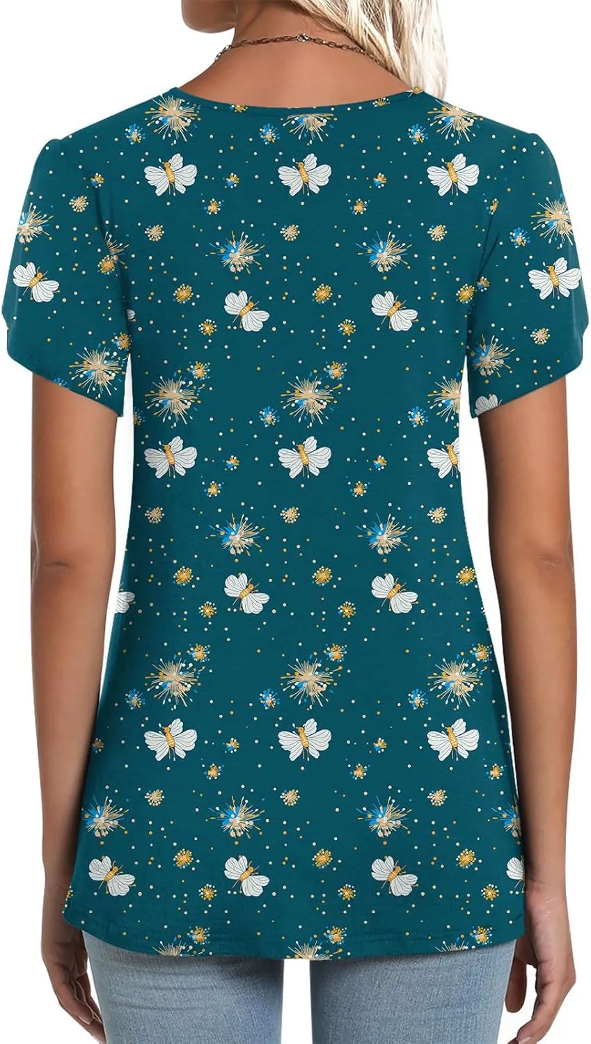 CATHY Womens T-Shirts 2025 Summer Tops Short Sleeve Crewneck Blouse M-3XL
